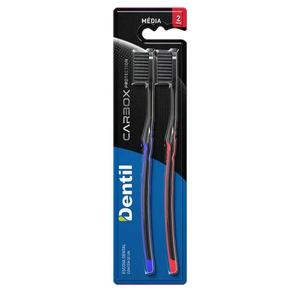 Escova De Dente Dentil Carbox Protection Média 2 Unidades