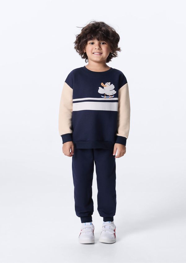 Conjunto Infantil Menina Moletom Estampado - Azul 004