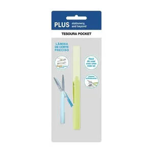 Tesoura Pocket Antiaderente Plus Pentel Verde