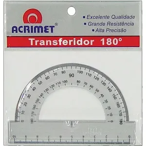 Transferidor Acrimet Poliestireno 180 Graus com Escala Gravada e Micro Ressaltos Transferidor Acrimet Poliestireno 180 Graus com Escala Gravada