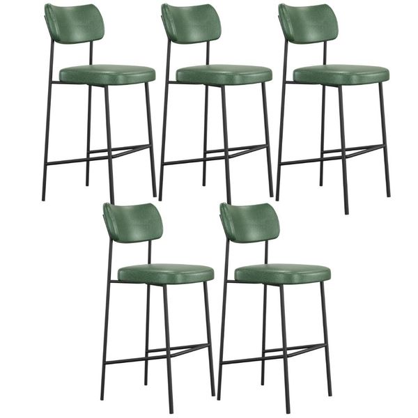 Kit 05 Banquetas Alta Bar Cozinha Sala De Jantar Preto Melina L02 Couríssimo Verde - Lyam Decor