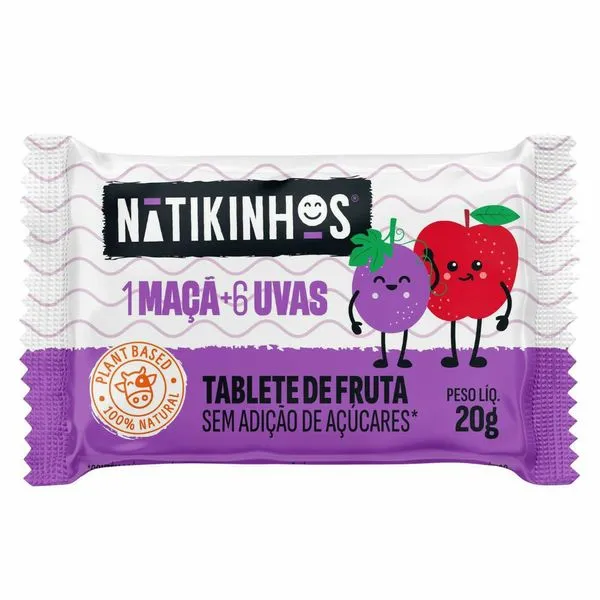 Tablete de Frutas Natikinhos Maça e Uva 20g