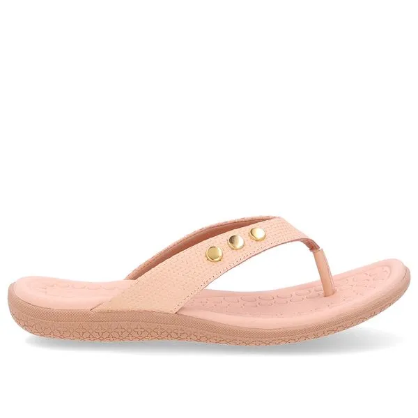 Chinelo Rasteiro Couro Laranja Claro 33