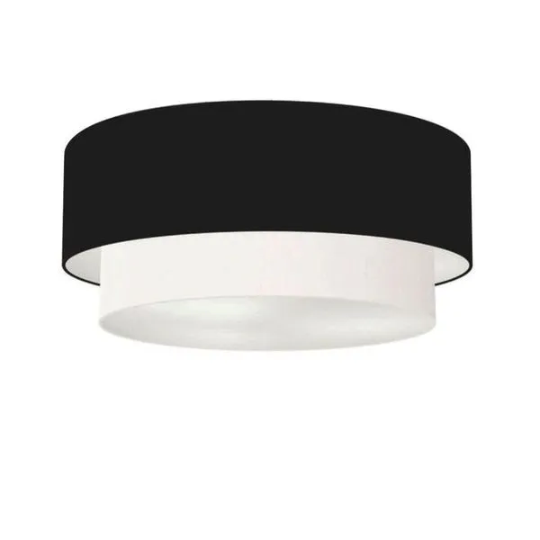 Plafon Duplo Cilíndrico Vivare Md-3063 Cúpula Em Tecido 55x50cm - Bivolt Preto-branco 127/220v