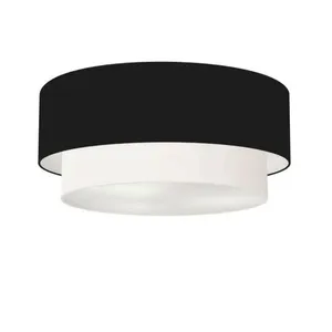 Plafon Duplo Cilíndrico Vivare Md-3063 Cúpula Em Tecido 55x50cm - Bivolt Preto-branco 127/220v