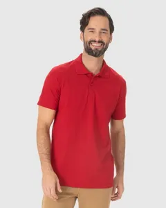 Camisa Polo Básica Masculina Peitilho Frontal Em Algodão Vermelho - PP