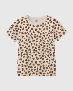 Blusa Infantil Menina Estampa Animal Print Manga Curta Em Ribana Malwee Kids Off White - 14