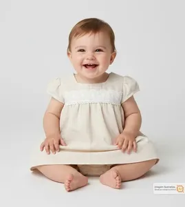 Vestido Body Listras Delicadas Bege - G