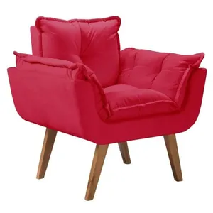 Poltrona Opala Pé Palito Tecido Vermelho