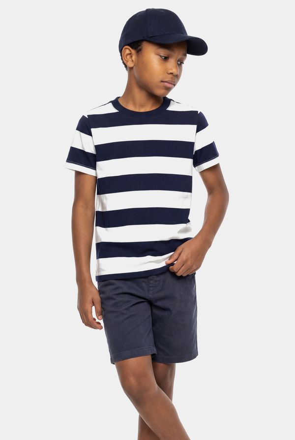 Camiseta Manga Curta Infantil Malha Listrada Navy Navy Com Off White - PP