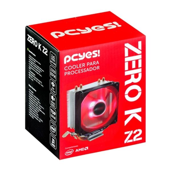 Cooler p/ Processador (CPU) - PCYES - ACZK292LDV Led Vermelho
