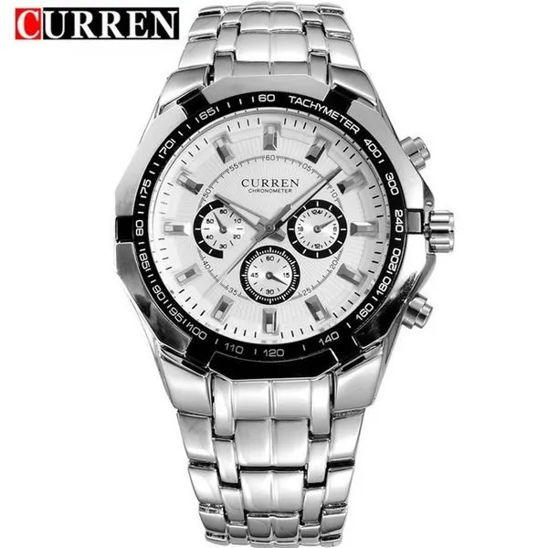 Relógio Masculino Analógico 8084 à Prova D'água Prata com Pulseira em Aço Inoxidável Curren Relógio Masculino Analógico 8084 à Prova D'água Prata Curren