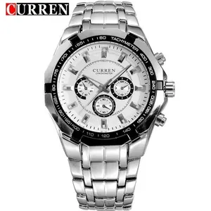 Relógio Masculino Analógico 8084 à Prova D'água Prata com Pulseira em Aço Inoxidável Curren Relógio Masculino Analógico 8084 à Prova D'água Prata Curren