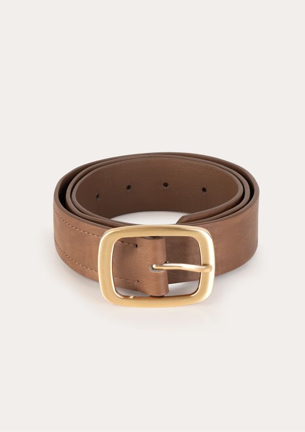 Cinto Feminino Pespontado Com Fivela Quadrada - Bege P