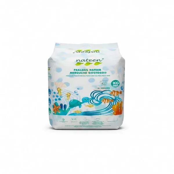 Fraldas Infantil Nateen - Linha de Piscina e Mar Piscina e Mar XG 10 Unidades