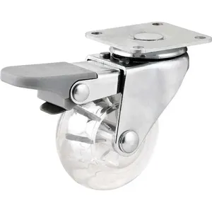 Rodízio giratório leve poliuretano 1.3/8" com freio transparente NOVE54