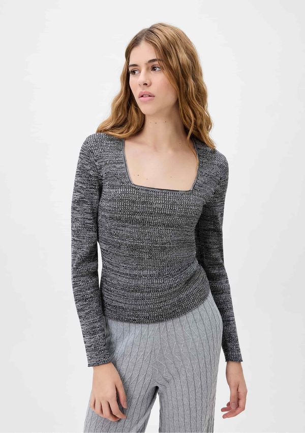 Blusa Feminina Manga Longa Em Tricô - Cinza M