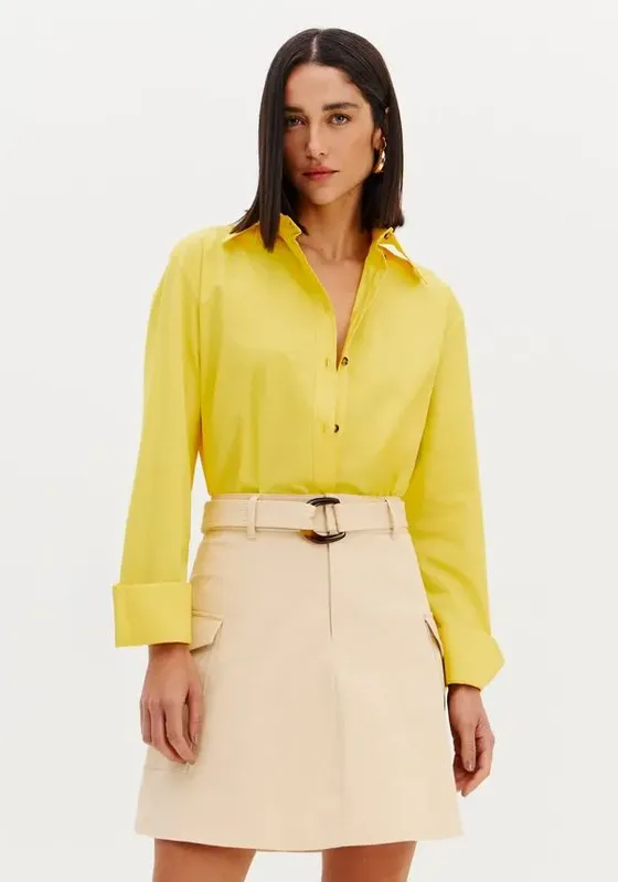 Camisa Alongada Manga Longa Amarelo GG
