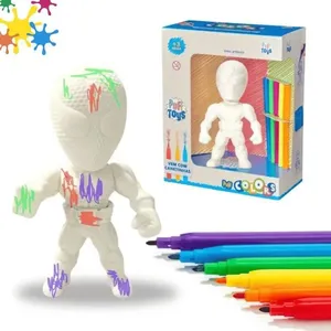 Boneco para Colorir Puff Colors Homem Teia com 05 Canetinhas Coloridas Branco Hero Boneco para Colorir Puff Colors Homem Teia com Canetinhas Branco Hero