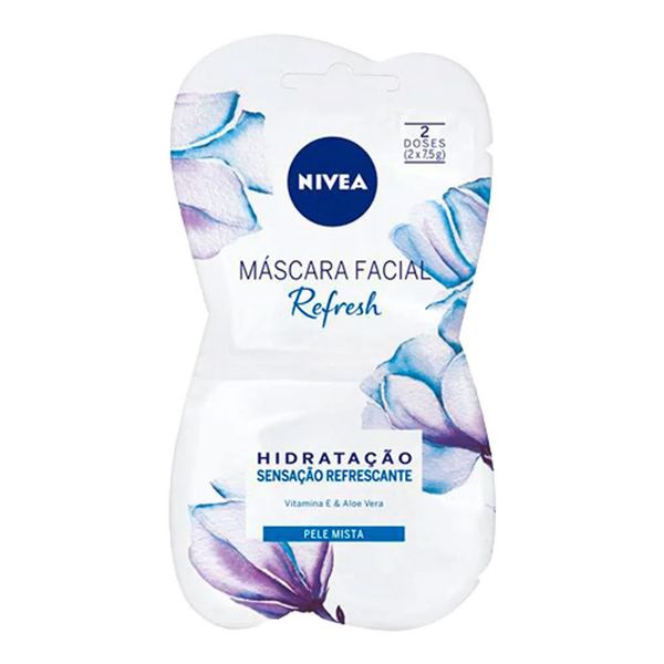 Máscara Facial Nivea Refresh Hidratação Pele Mista 2 Doses de 7,5g