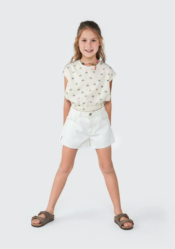 Blusa Infantil Menina Com Estampa - Bege 014