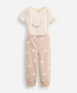 conjunto de algodão infantil ovelhinha pura fofura bege 6-9