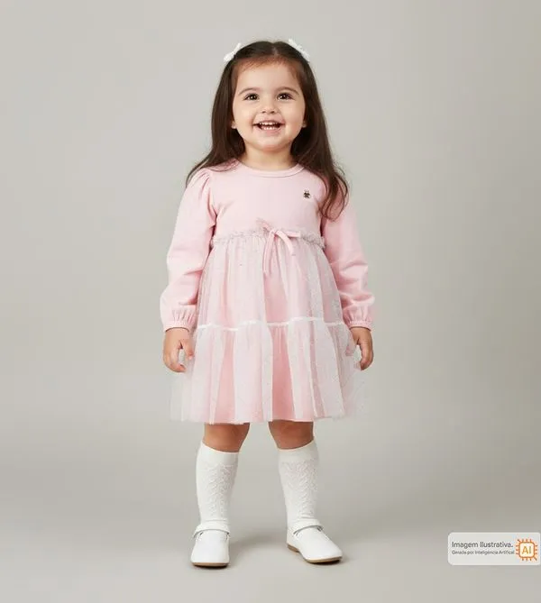 Vestido/Calcinha Tule Graciosa - 3251012 Rosa - 1