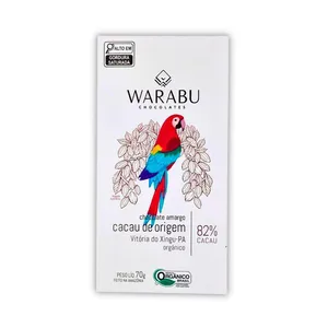 Chocolate Organico 82% Cacau Vitoria do Xingu- PA Warabu 70g