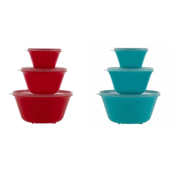 Conjunto de Potes 300ml/800ml/1,8L Plástico Redondo Sortido 3 Peças 7702 - Top Line