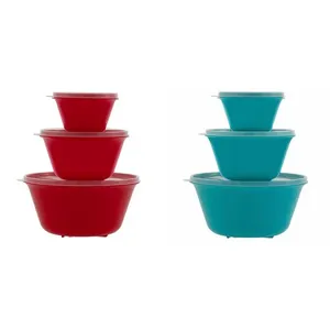 Conjunto de Potes 300ml/800ml/1,8L Plástico Redondo Sortido 3 Peças 7702 - Top Line