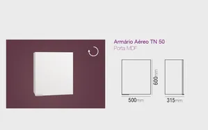 Armário Aereo Com Porta Mdf Tn 50Cm Branco Bumi