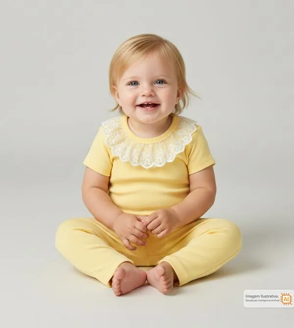 Conjunto Body Pedrinhas e Renda Amarelo - RN