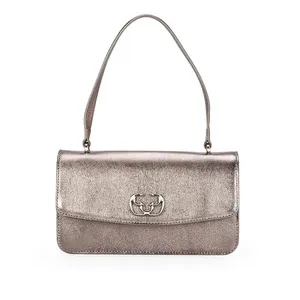 Bolsa Couro Cinza Pewter Shoulder