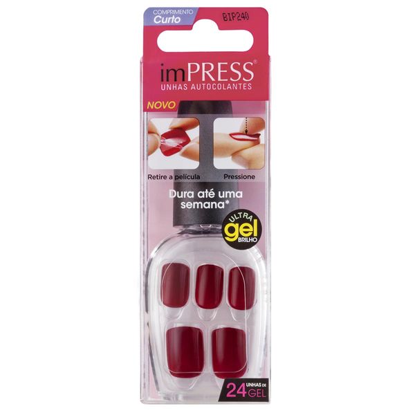 Unhas Postiças Kiss New York Impress Autocolante Curto Tweetheart 24 Unidades