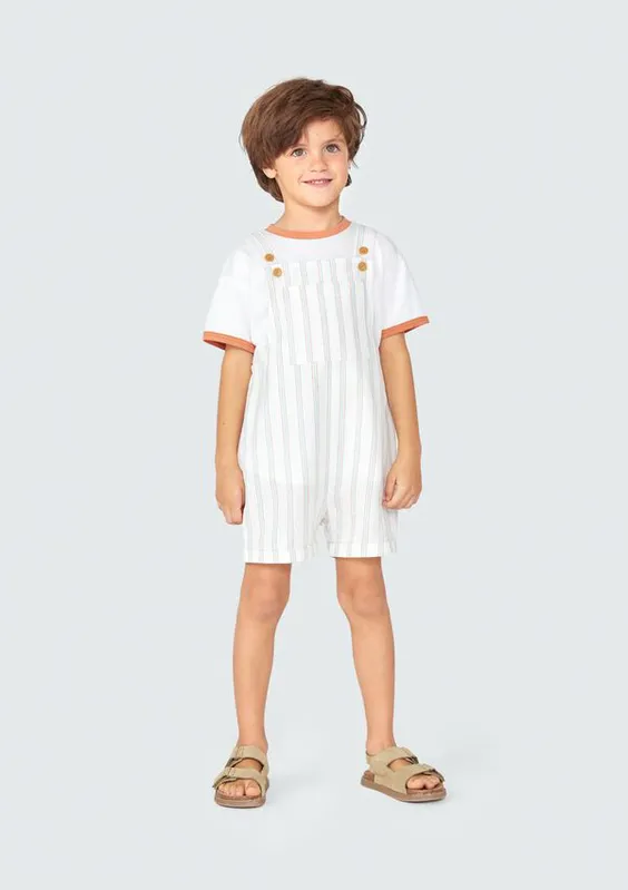 Jardineira Infantil Menino Toddler - Off white 003
