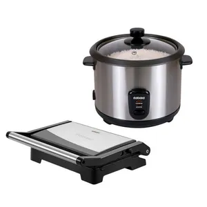 Kit Itatiaia Panela de Arroz 1,5 L Midi e Grill Essencial 1000 W Inox | Preto/Inox (220 V)