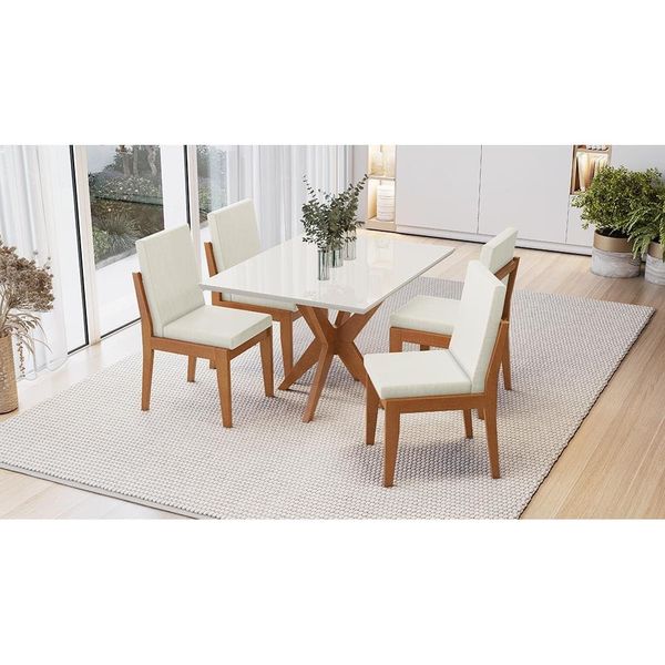 Mesa de Jantar Retangular Nesher Donna com 120 cm de Largura Branco