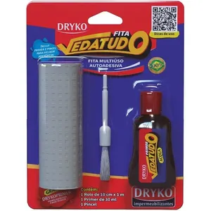 Fita Vedatudo Cinza 1 Metro com Pincel e Primer - BLISTER-CINZA - DRYKO