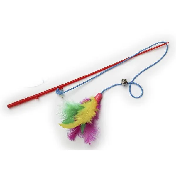 Brinquedo Para Gatos Pet Napi Vara Com Bolas e Penas