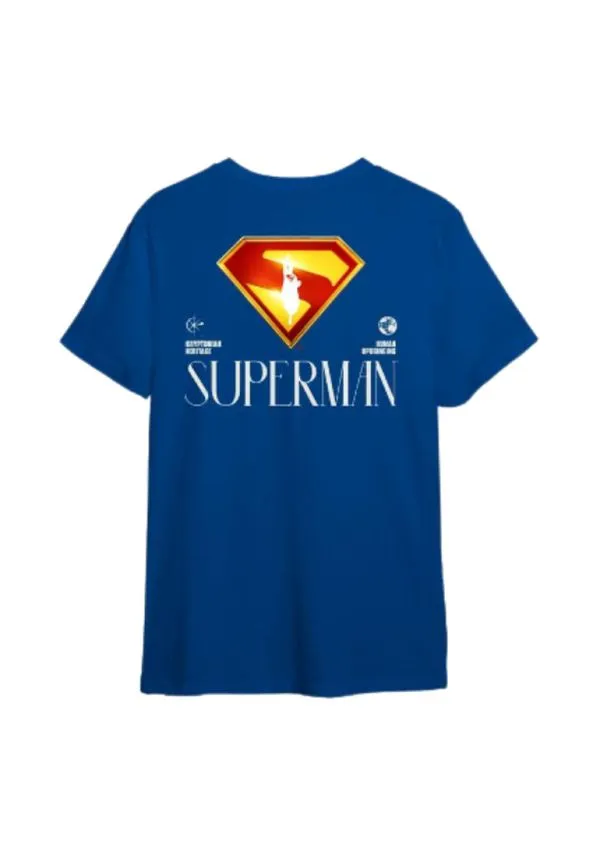 Camiseta Algodão Azul Manga Curta Superman Logo Filme 08 / Azul