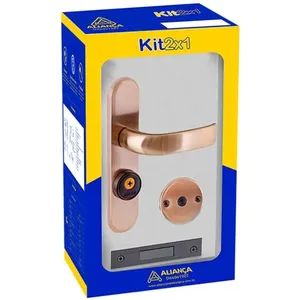 Kit Fechadura 4170Z-2 Home Tetra para Porta de Madeira Bronze Latonado Aliança Importação Kit Fechadura 4170Z-2 Tetra para Porta de Madeira Bronze Latonado Aliança
