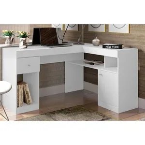 Mesa de Computador Solteiro Nilo c/ 1 Porta e 1 Gaveta Branco - Caemmun