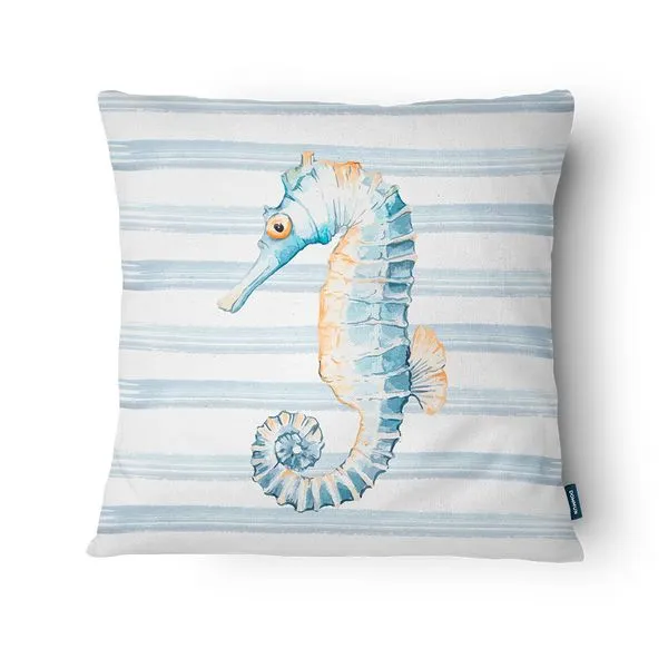 Capa Almofada Marítima Cavalo Marinho Veludo 43x43cm 4194221 - Tuti Gottô