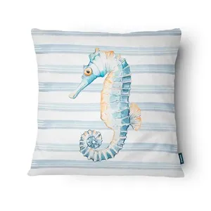 Capa Almofada Marítima Cavalo Marinho Veludo 43x43cm 4194221 - Tuti Gottô