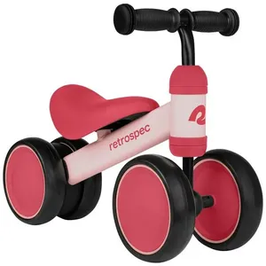 Bicicleta sem Pedal Infantil com 4 Rodas para Crianças de 1 a 4 Anos, RETROSPEC 4501, Rosa 110v