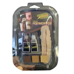 Kit Halloween Rostinho Pintado Maquiagem Ferimento