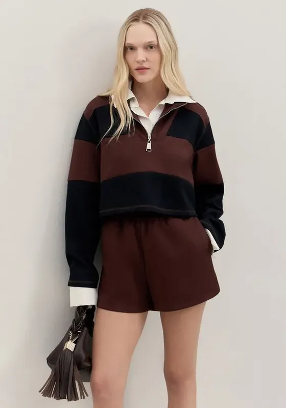 Moletom Cropped Com Zíper Frontal Preto M