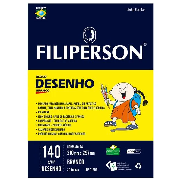 Bloco Técnico Sem Margem - Bloco de Desenho - A4 - 20 Folhas - Branco - Filiperson