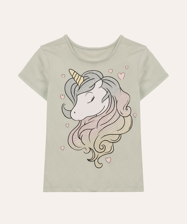 camiseta de algodão infantil unicórnio verde 4