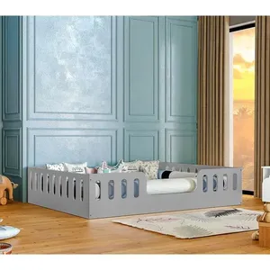 Cama Casal Infantil Helo com Grade de Proteção Madeira Maciça Cinza Hêlo Móveis Cama Casal Infantil Helo com Grade de Proteção Madeira Cinza Hêlo Móveis